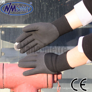 NMSAFETY couches de gants de travail d&#39;hiver en nitrile noir et acrylique enduits de nylon